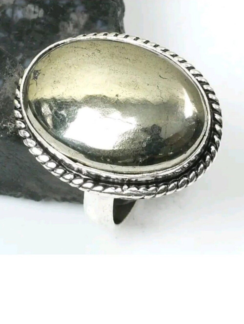 Apache Pyrite Gemstone Jewelry 925 Sterling Silver Handmade Ring